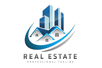 make a modern property, home, roofing, real estate and mortgage logo design