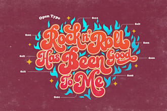 draw hippie psychedelic funky font typography logo design