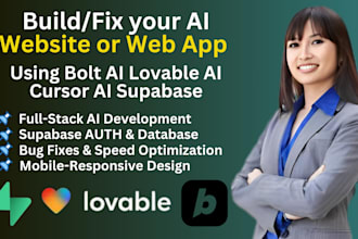 build, fix website or web app with bolt new ai, lovable ai, cursor ai, supabase