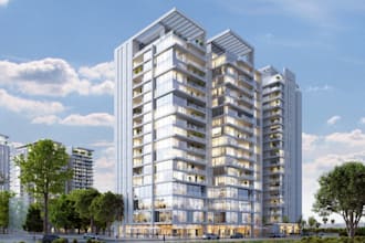 redesign 3d high rise retail, commercial store,render city garden,condo building