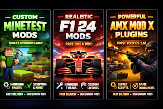 create custom minetest mods, f1 24 mods, and amx mod x plugins professionally