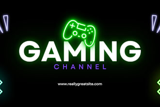 design gaming banner, youtube banner, twitch banner and logo