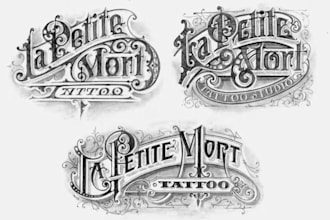 draw vintage tattoo hand lettering logo design for you