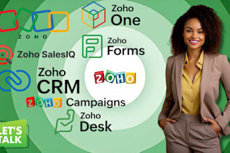 setup zoho CRM, zoho forms, zoho salesiq, zoho campaigns sites desk zoho one