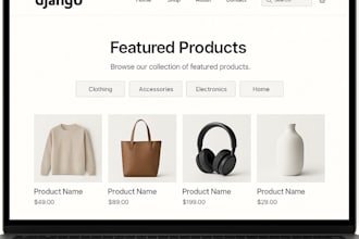 develop a custom ecommerce site using django