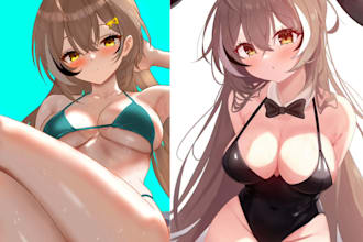 design vtuber model live2d anime rigging character sheet emotes chibi character