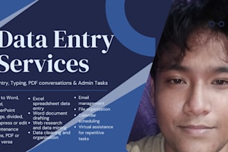 be your virtual assistant for PDF conversion, data entry, gaming, admin support