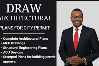 draw complete architectural plan, mep, structural plan, adu and stamp for permit
