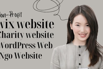 create a wix or wordpress website for nonprofits and charity