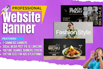 design eye catching websites headers social media posts and covers