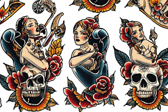 create old school or traditional tattoo design