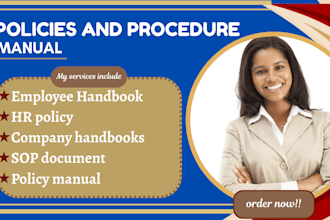 write policies and procedures, sops, employee handbook, privacy and HR policy