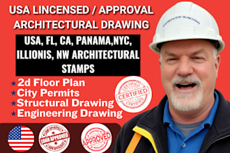 usa stamp for fl ca nyc tx 2d floor plan drawing pe stamp permit approval
