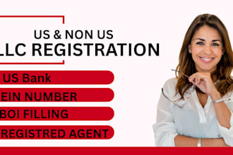 do US llc registration, ein application, open US bank for US and non US resident