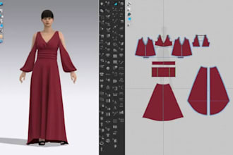 make 3d clothes from 2d cad patterns with realistic clo3d simulation