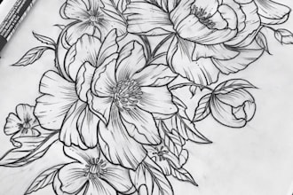 create your line art custom tattoo design and illustration