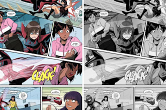 create cartoon comic strip, comic book, storyboard, anime and character