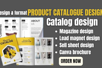 product catalog brochure catalogue design sell sheet magazine canva lead magnet