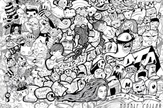 design a unique doodle style nft art collection, cartoon character