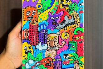 do kawaii doodle illustration custom doodle art and sticker designs