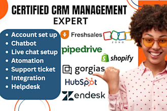 setup zendesk gorgias freshdesk hubspot CRM ai agent chatbot shopify expert