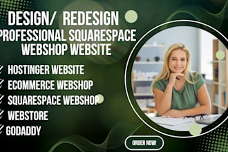 design hostinger website, webstore,  ecommerce webshop, wix godaddy, squarespace