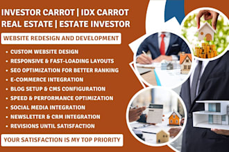 design investor carrot website real estate website realtor website, landing page