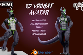 create custom vrchat avatar 3d vtuber model nsfw furry vrchat avatar, vseeface