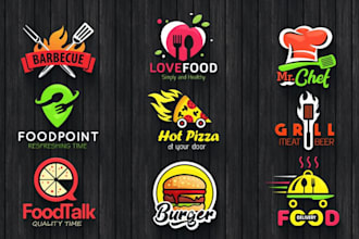 design fast food, bbq, cafe, coffee shop and restaurant logo