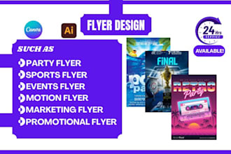 design motion dj travel party sports events flyer retro vintage poster in 24hrs