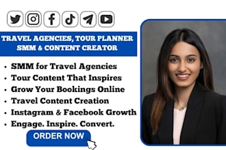 help travel agencies, travel and tour planner with expert smm, content creation