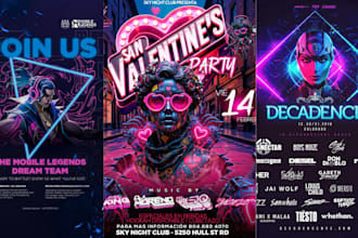 design electronic rave poster event poster techno music cyberpunk party flyer