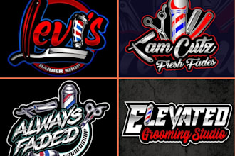 do custom outstanding barber shop, barber, spa and beauty salon logo