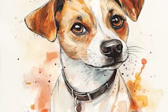 caret dog, cat, or any pet into minimalist sketch portrait