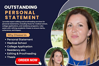 edit your personal statement or statement of purpose, MBA, phd, law, grad school