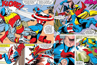 script comic book illustration, comic book page webtoon vintage retro comic art