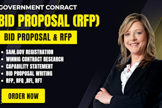 prepare bid proposal, rfp, rfq, resume, samgov, government contract research