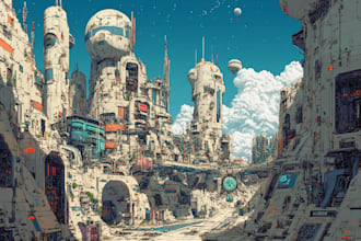 draw amazing science fiction city, cyberpunk illustration