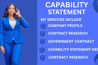 write and design professional and catchy  capability statement, company profile