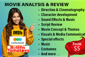 write professional analysis on your film, video or  movie
