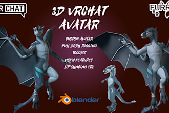 create vrchat avatar, furry vrc avatar, nsfw 3d vtuber vrm for pc and quest