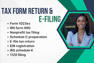 efile irs forms 1040 1120 1065 5472 tax filing schedule c ein owned llc