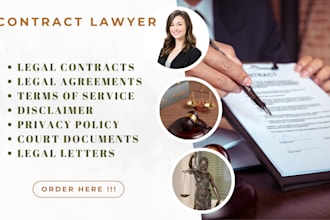 draft legal contracts, agreements, lawsuits, petition, complaint, legal letters