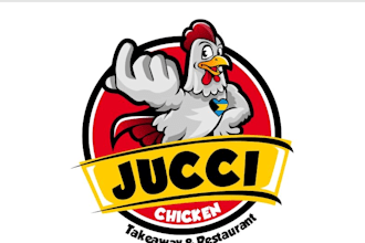 make a fast food truck, chicken, hot dog, pizza, burger, grill, restaurant logo
