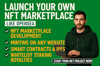 develop nft minting website , nft marketplace , smart contract, token and dapps
