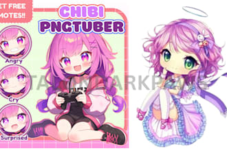 draw cute chibi anime character art kawaii full body oc, fanart, vtuber, pfp