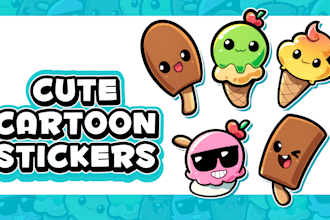 draw cute cartoon stickers for you