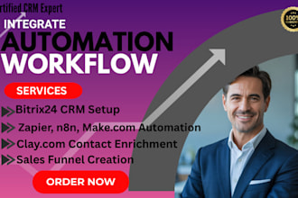 setup bitrix24 CRM with zapier n8n make clay automation
