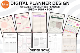 etsy digital product etsy digital planner hyperlinked planner digital journal