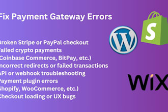 fix shopify wix payment gateway and checkout issues